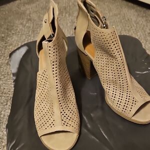 Stylish Tan Peep-Toe Ankle Boots